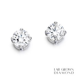 18ct White Gold Lab Grown Diamond Stud Earrings - 1.40ct D/VVS2