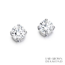 18ct White Gold Lab Grown Diamond Stud Earrings - 1.02cts E/VS2