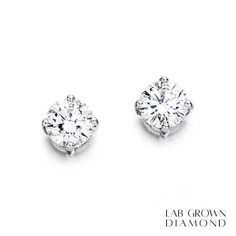 18ct White Gold Lab Grown Diamond Stud Earrings - 0.80ct E/VVS2