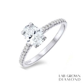 Platinum Lab Grown Oval Diamond Ring - 1.00 E/VS2