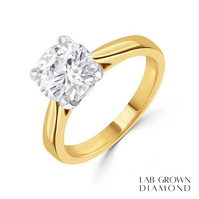 18ct Gold Lab Grown Diamond Solitaire Ring - 2.00cts D/VS1