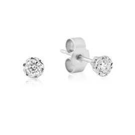 9ct White Gold Fancy  Bezel Set Diamond Stud Earrings - 0.10ct