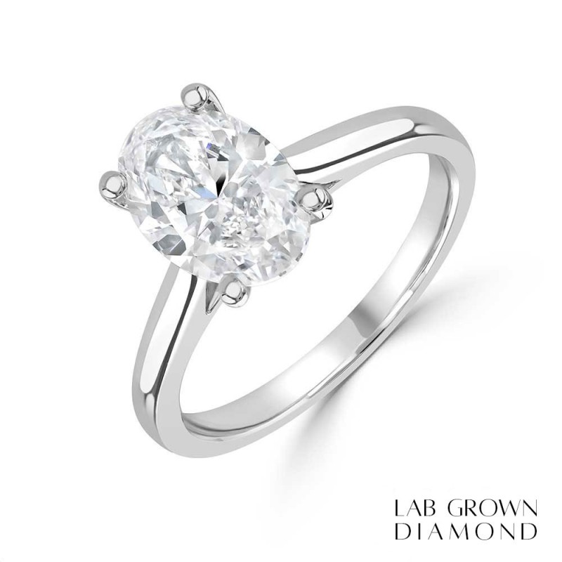 Platinum Lab Grown Oval Diamond Solitaire Ring - 2.01ct D/VVS2