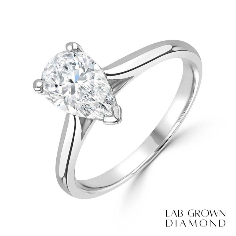 Platinum Pear-shaped Lab Grown Diamond Ring - 1.33cts F/VS1