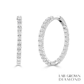 18ct White Gold Lab Grown Diamond Hoop Earrings - 2.00cts