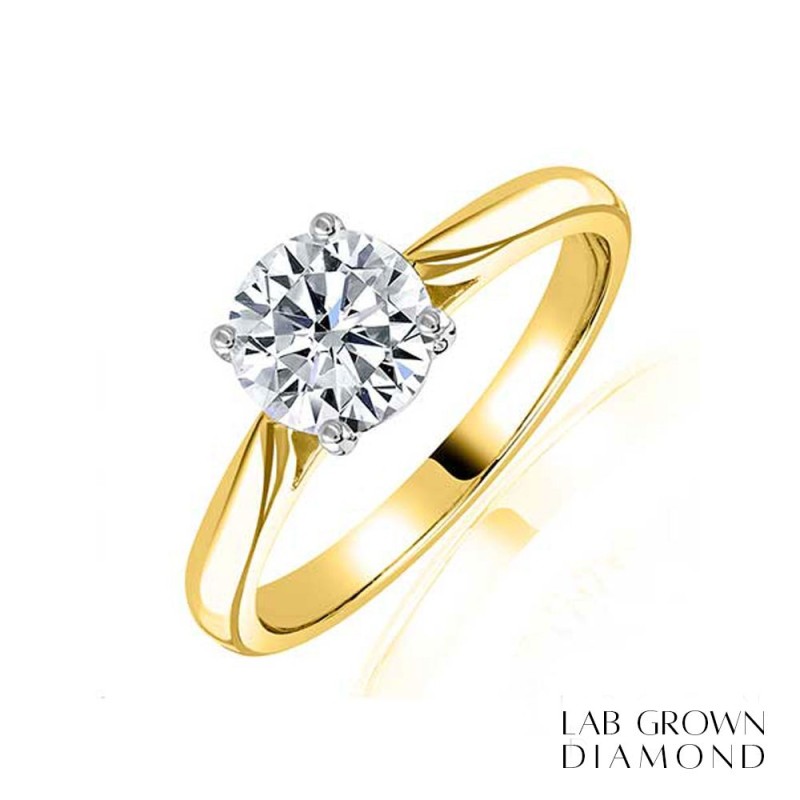 18ct Gold Lab Grown Diamond Solitaire Ring 1.02ct D/VS2