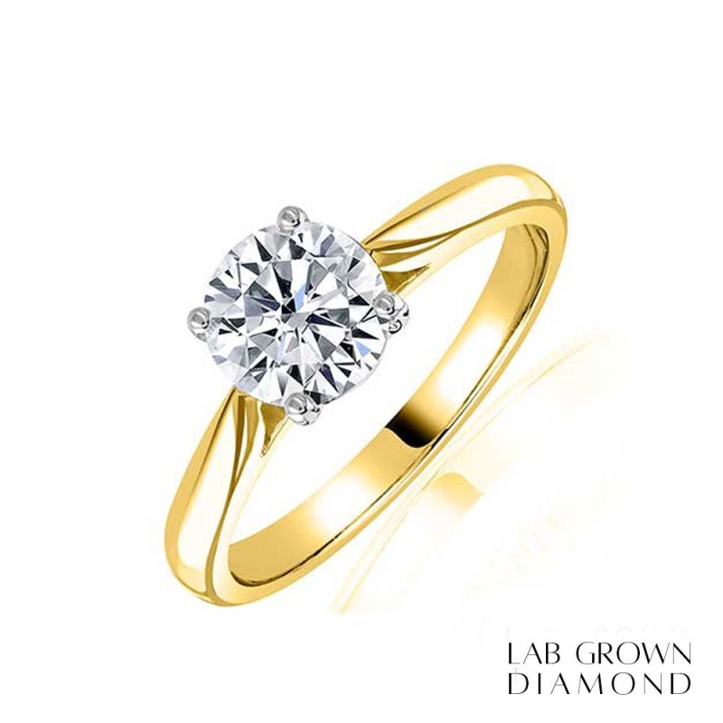 18ct Gold Lab Grown Diamond Solitaire Ring - 1.26ct E/VS1