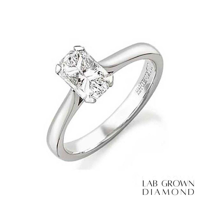 Platinum Lab Grown Radiant Diamond Solitaire Ring  1.01cts E/VS1