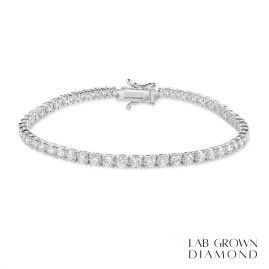 18ct White Gold Lab Grown Diamond Tennis Line Bracelet - 5.01cts