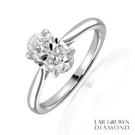 Platinum Lab Grown Oval Diamond Solitaire Ring 1.50cts D/VVS2