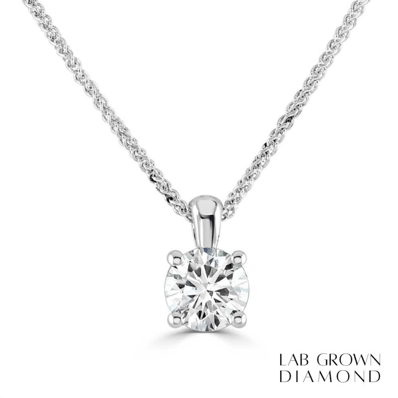 18ct White Gold Lab Grown Diamond Pendant - 0.86ct D/VVS2