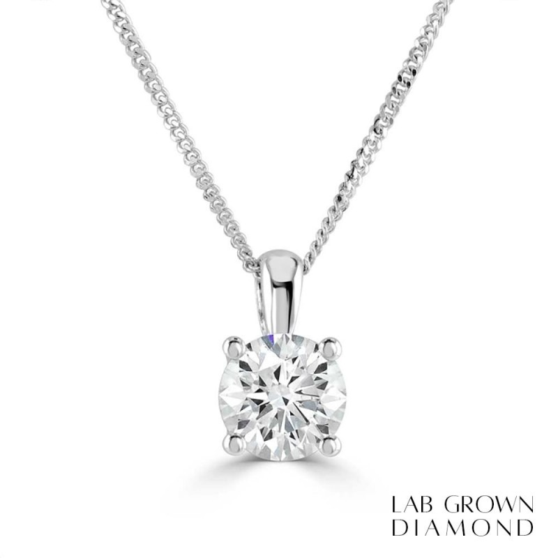 18ct White Gold Lab Grown Diamond Pendant - 1.05ct D/VVS2