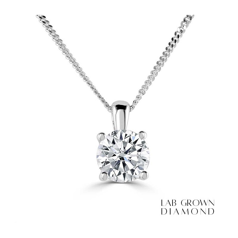 18ct White Gold Lab Grown Diamond Pendant - 1.70ct D/VVS2