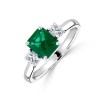 Platinum Emerald & Diamond Ring - E 1.13 D 0.30ct