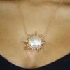 South Sea Mabe Pearl & Diamond Sunburst Necklace 