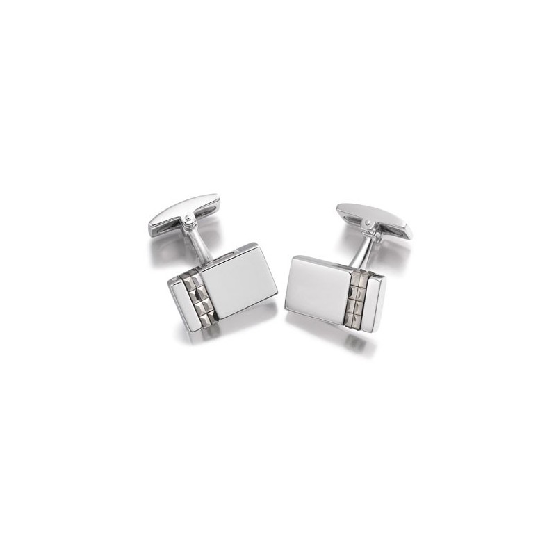 Hoxton London Silver Rectangular Cuffllinks with Marcasite