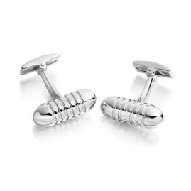 Hoxton London Silver Bullet Ribbed Cufflinks