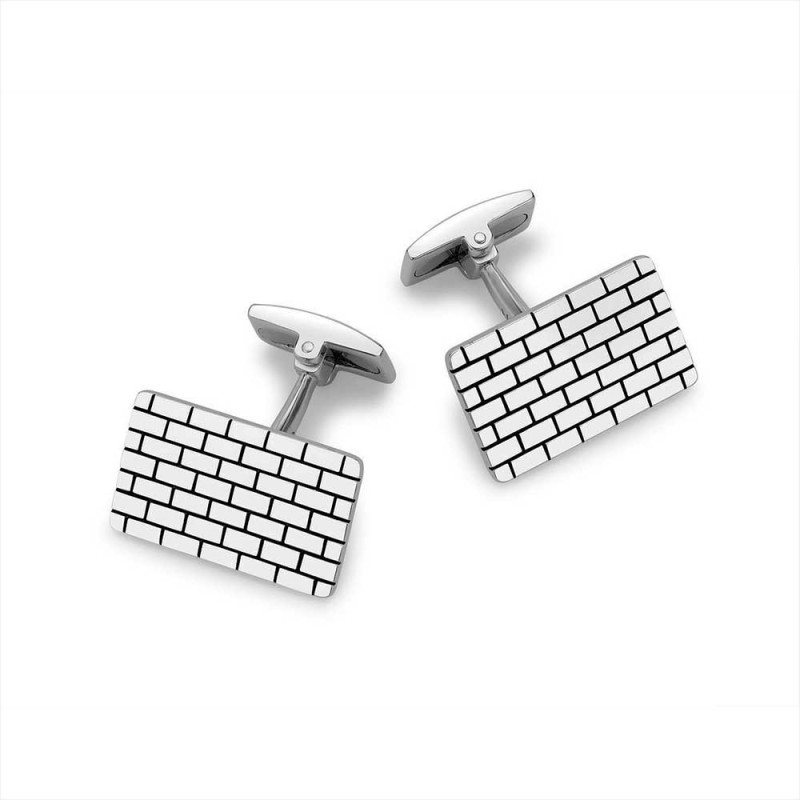 Hoxton London Sterling Silver Brick Pattern Cufflinks