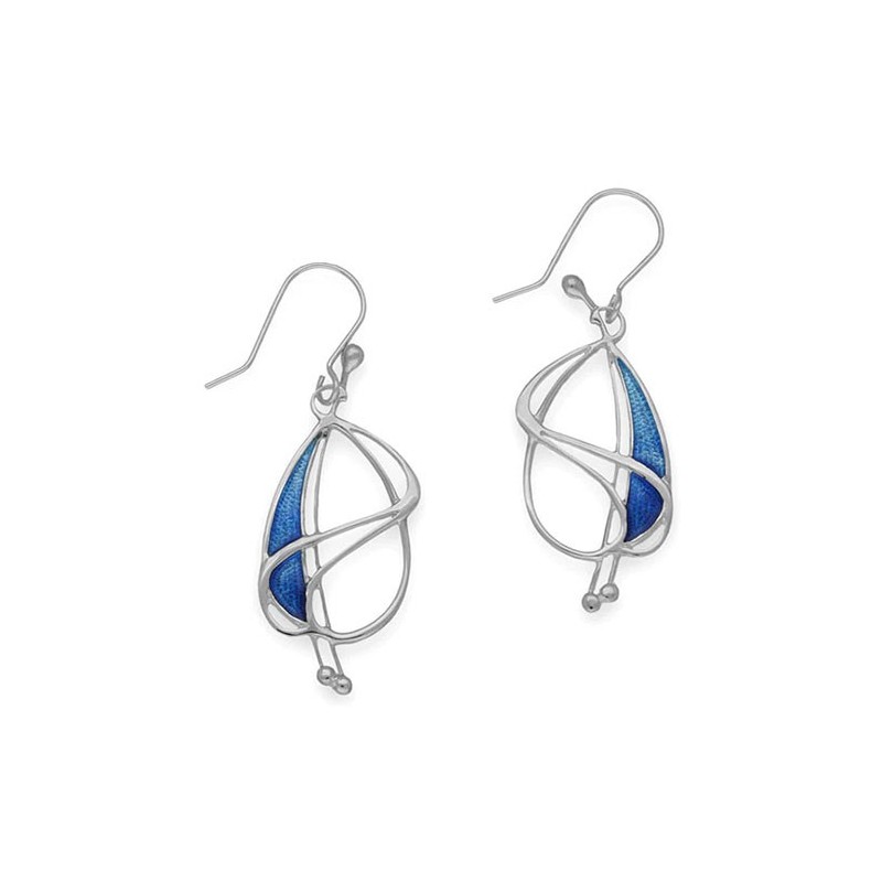 Ortak Silver Enamel Pat Cheney Oasis Drop Earrings - EE767 Oasis