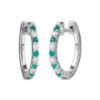 18ct White Gold Emerald & Diamond Hoop Earrings E 0.19 D 0.11