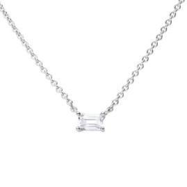 Diamonfire Sterling Silver Floating Baguette Zirconia Necklace