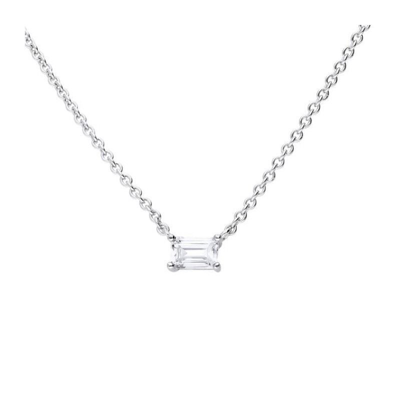 Diamonfire Sterling Silver Floating Baguette Zirconia Necklace