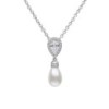 Diamonfire Teardrop Zirconia & Shell Pearl Drop Pendant Necklace