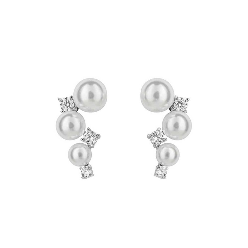 Diamonfire Sterling Silver Shell Pearl Bubble Stud Earrings