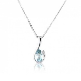 9ct White Gold Aquamarine & Diamond Pendant