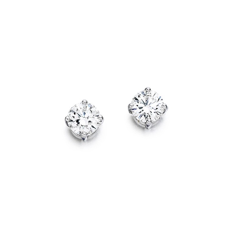 18ct White Gold Diamond Solitaire Stud Earrings - 0.80cts G/VS2