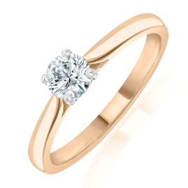 18ct Rose Gold Diamond Solitaire Ring - 0.31cts