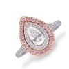 Platinum Natural Pink & White Diamind Ring 0.70 + 0.36 + 0.32ct