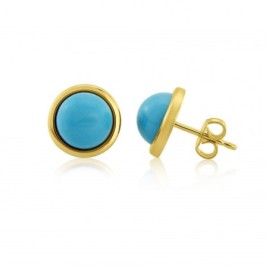 9ct Gold Domed Turquoise Stud Earrings