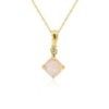 9ct Gold Opal & Diamond Pendant & Chain D:0.02