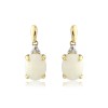 9ct Gold Opal & Diamond Drop Earrings - 0.03ct