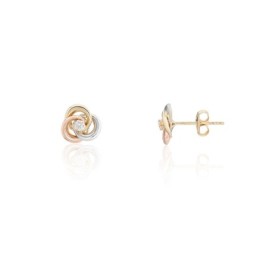 9ct Three Colour Gold CZ Knot Stud Earrings