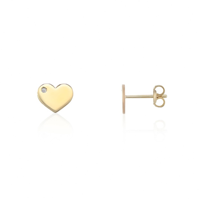 9ct Gold Diamond-set Love Heart Earrings - 0.02