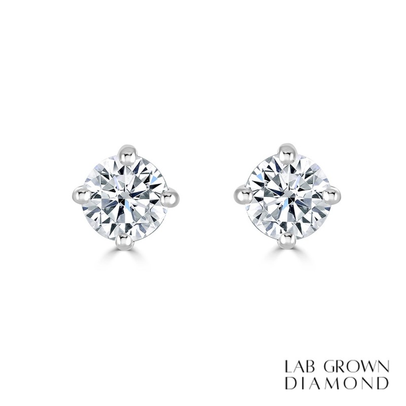 18ct White Gold Lab Grown Diamond Studs Earrings - 0.62 D-E/VS2