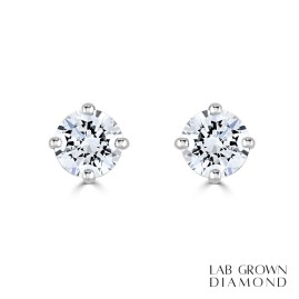 18ct White Gold Lab Grown Diamond Stud Earrings - 1.22ct F/VS1