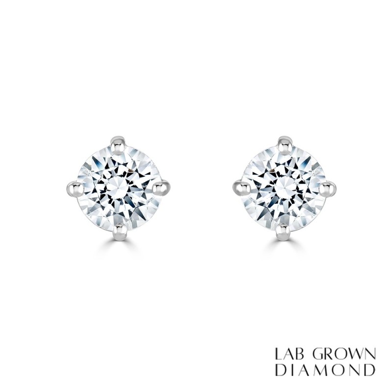 18ct White Gold Lab Grown Diamond Stud Earrings - 1.40ct D/VVS2