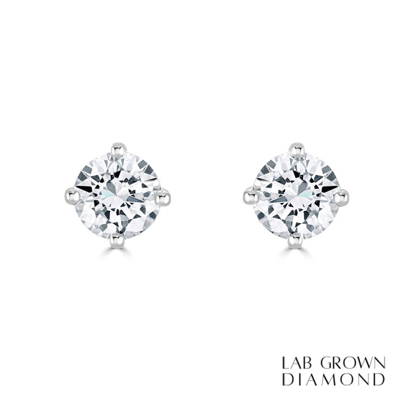 18ct White Gold Lab Grown Diamond Stud Earrings - 1.54ct D/VS1