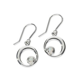 Ortak Sterling Silver & Created Opal Drop Earrings - SE373