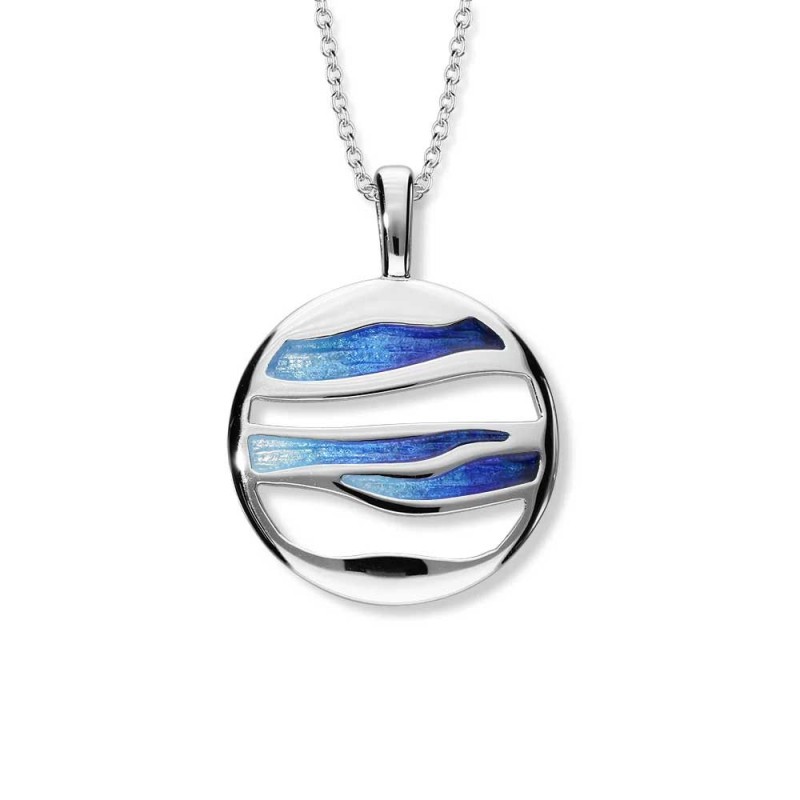 Ortak Sterling Silver Orbit Ocean Enamel Pendant - EP251