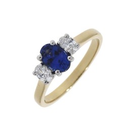 18ct Gold All Oval Sapphire & Diamond Ring - S 0.86 D 0.30