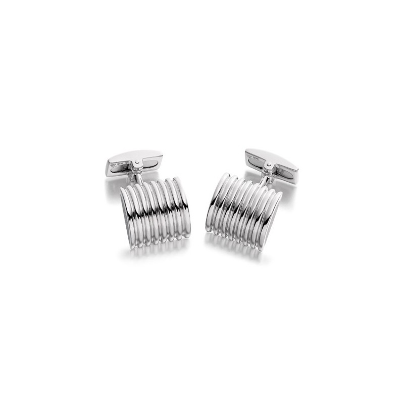 Hoxton London Silver Square Ribbed Cufflinks